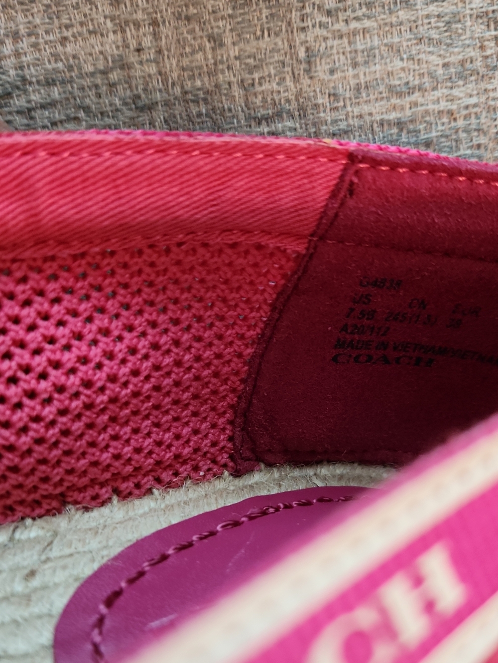 Coach Women's Coral Pink Espadrille Slip-Ons - Picture 12 of 12